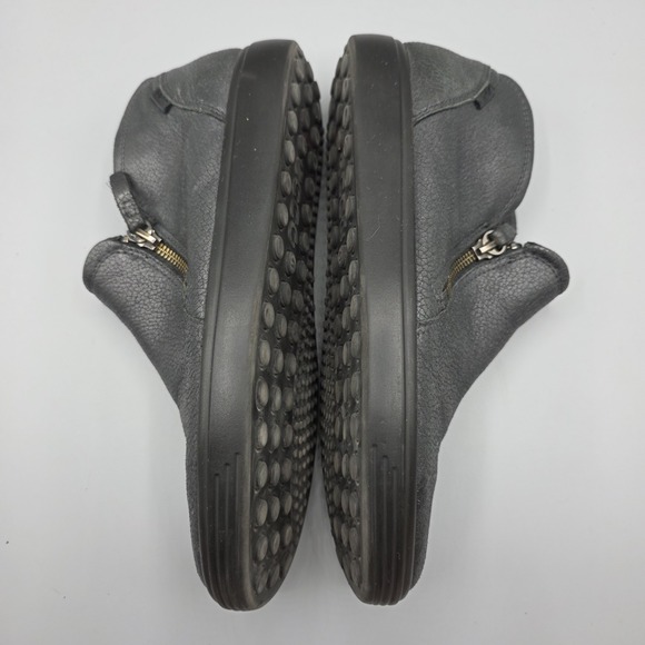 ECCO Bootie Womens 41 Gray Metallic Leather Extra Width Zipper Comfort Sneaker - Picture 9 of 15